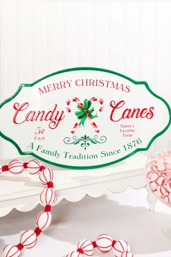Decorator's Warehouse 18" x 10" Metal Candy Cane Sign > Christmas Decor|Christmas Accents