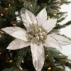 Decorator's Warehouse 22” x 13" Metallic Bead Poinsettia Stem > Christmas Decor|Natural Elegance