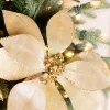 Decorator's Warehouse 24” x 12" Metallic Mirror Fabric Poinsettia Stem > White Christmas|Christmas Decor