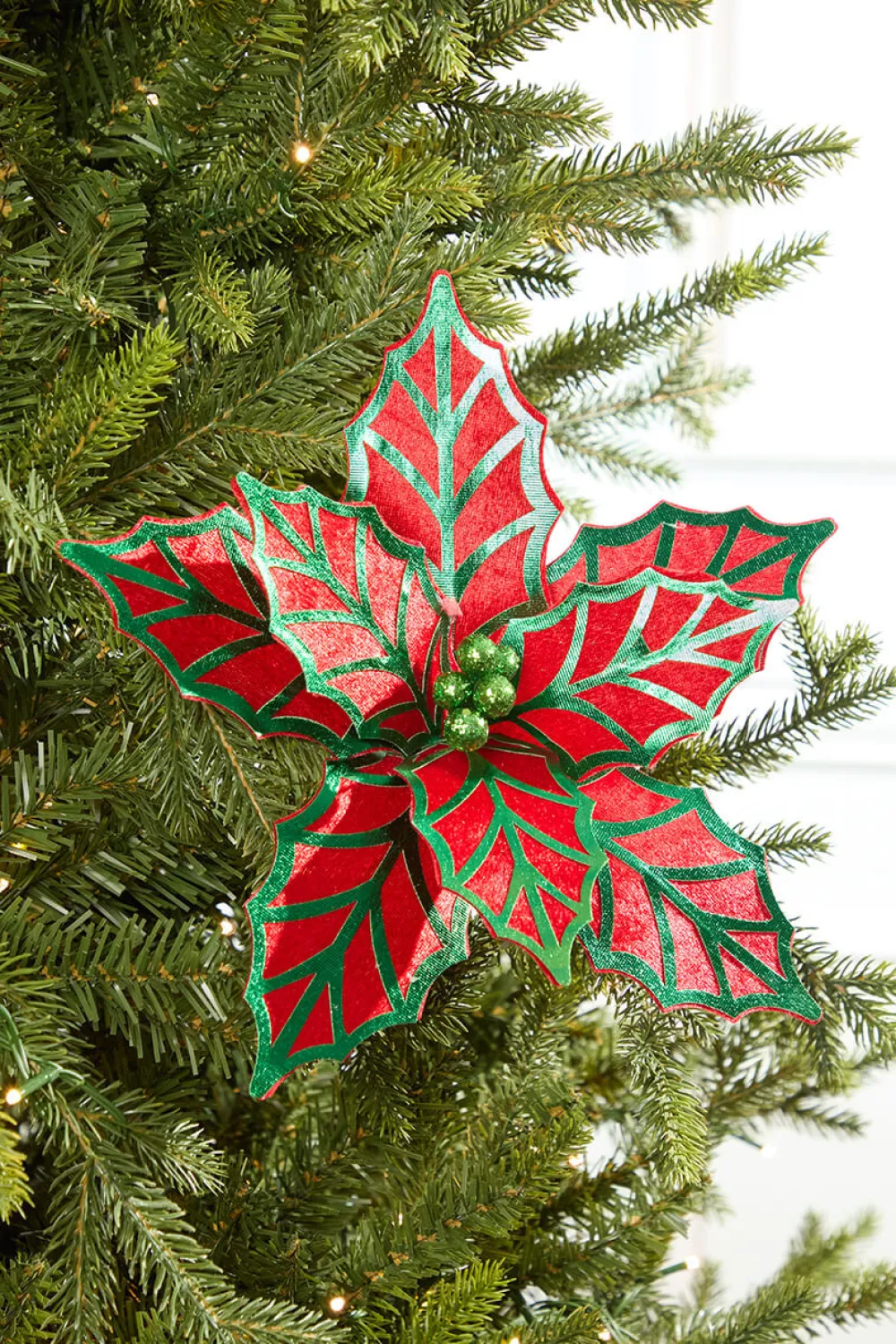 Decorator's Warehouse 20" x 12" Metallic Poinsettia > Christmas Decor|Christmas Flowers