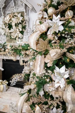 Decorator's Warehouse 22” x 12" Metallic Poinsettia Stem > Christmas Decor|Natural Elegance
