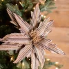 Decorator's Warehouse 22” x 15" Natural Brown Striped Poinsettia Stem > Winter Woodland|Christmas Flowers