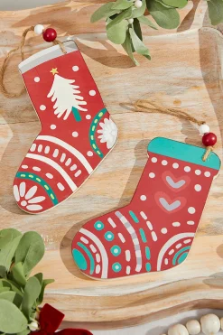 Decorator's Warehouse 8" x 6" Nordic Pattern Wood Stocking Ornament > Christmas Ornaments|Believe