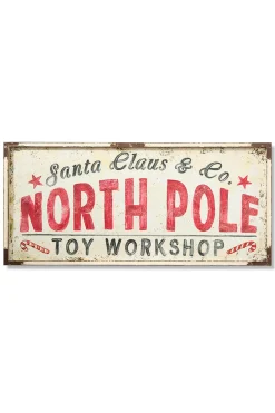 Decorator's Warehouse 22" x 48" North Pole Metal Framed Wall Decor > Farmhouse|Christmas Accents