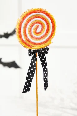 Decorator's Warehouse 23" x 5" Orange and White Lollipop Spray > Halloween|Halloween