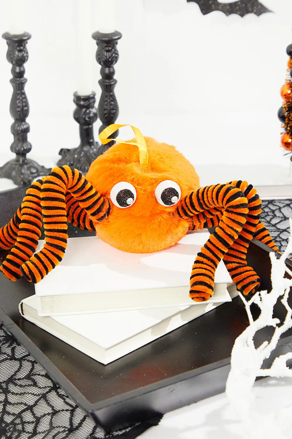 Decorator's Warehouse 5" x 15" Orange Faux Fur Spider > Halloween|Halloween