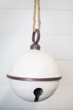 Decorator's Warehouse 9" x 11.5” Oversized White Jingle Bell with Rope Hanger-Large > Christmas Decor|Christmas Ornaments
