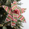 Decorator's Warehouse 22” x 12" Patterned Poinsettia Stem > Christmas Decor|Christmas Flowers