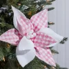 Decorator's Warehouse 19" x 12" Pink & White Checkered Poinsettia Pick > Santa'S Sweet Shoppe|Christmas Flowers