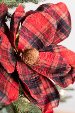 Decorator's Warehouse 22” x 11" Plaid Magnolia Stem > Christmas Sale|Christmas Decor