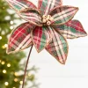Decorator's Warehouse 19" x 12" Plaid Poinsettia Stem > Farmhouse|2026 New Additions