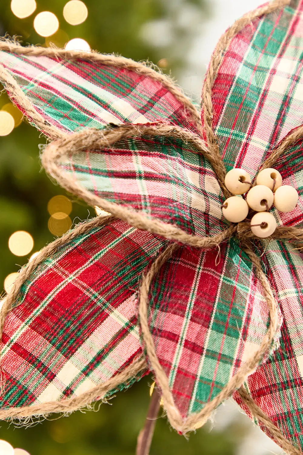 Decorator's Warehouse 19" x 12" Plaid Poinsettia Stem > Farmhouse|2026 New Additions