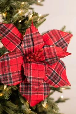 Decorator's Warehouse 22” x 13” Plaid Poinsettia Stem Red > Cardinal|Christmas Sale