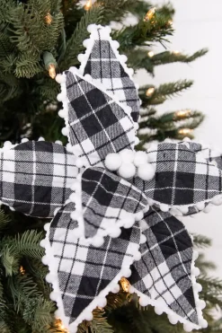 Decorator's Warehouse 17” x 12" Plaid Ricrac Poinsettia Stem > Christmas Sale|Christmas Flowers
