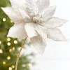 Decorator's Warehouse 21" x 10.5" Platinum Glitter Poinsettia Stem > Christmas Decor|Natural Elegance