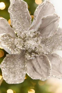 Decorator's Warehouse 20" x 8.5” Platinum Magnolia Stem > Christmas Decor|Jewel Tones