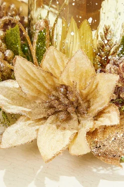 Decorator's Warehouse 6" x 8" Poinsettia Centerpiece > Gold & Champagne|Natural Elegance