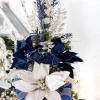 Decorator's Warehouse 24” x 11" Poinsettia Stem - Midnight Blue > Nutcracker|Christmas Decor