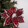 Decorator's Warehouse 22” x 11" Red and Black Plaid Poinsettia Stem > Cardinal|Christmas Sale