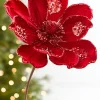 Decorator's Warehouse 21" x 10" Red Glitter Magnolia Stem > Nutcracker|Christmas Decor