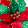 Decorator's Warehouse 20" x 12" Red & Green Poinsettia Stem > Nutcracker|Christmas Decor