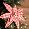Decorator's Warehouse 22” x 12.5" Red/Natural Check Poinsettia Stem > Cardinal|Christmas Sale