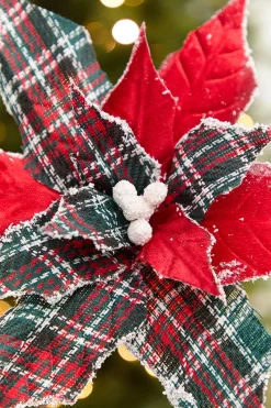 Decorator's Warehouse 19" x 13" Red Plaid Poinsettia Pick > Kristin'S Picks|Farmhouse
