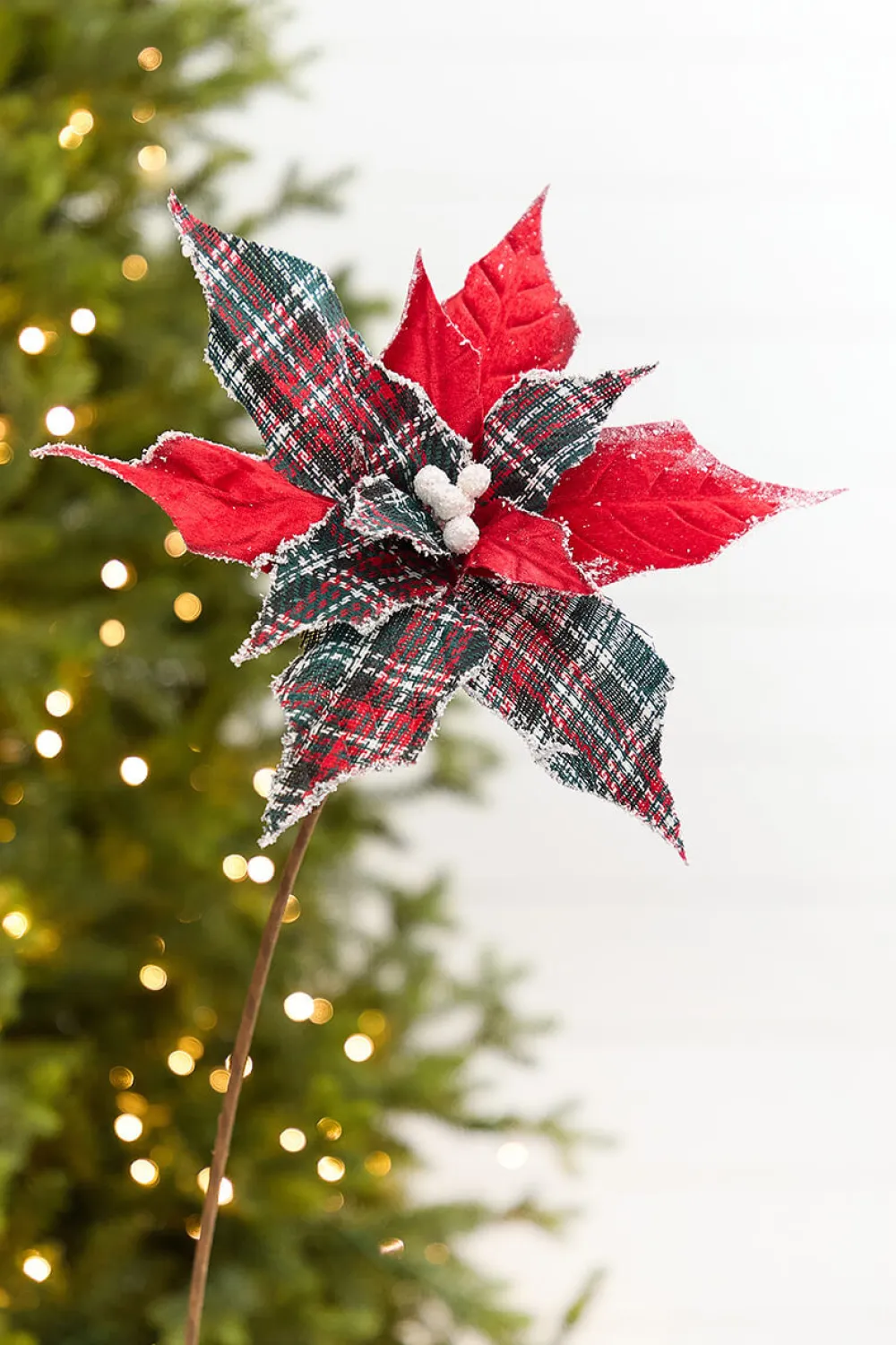 Decorator's Warehouse 19" x 13" Red Plaid Poinsettia Pick > Kristin'S Picks|Farmhouse