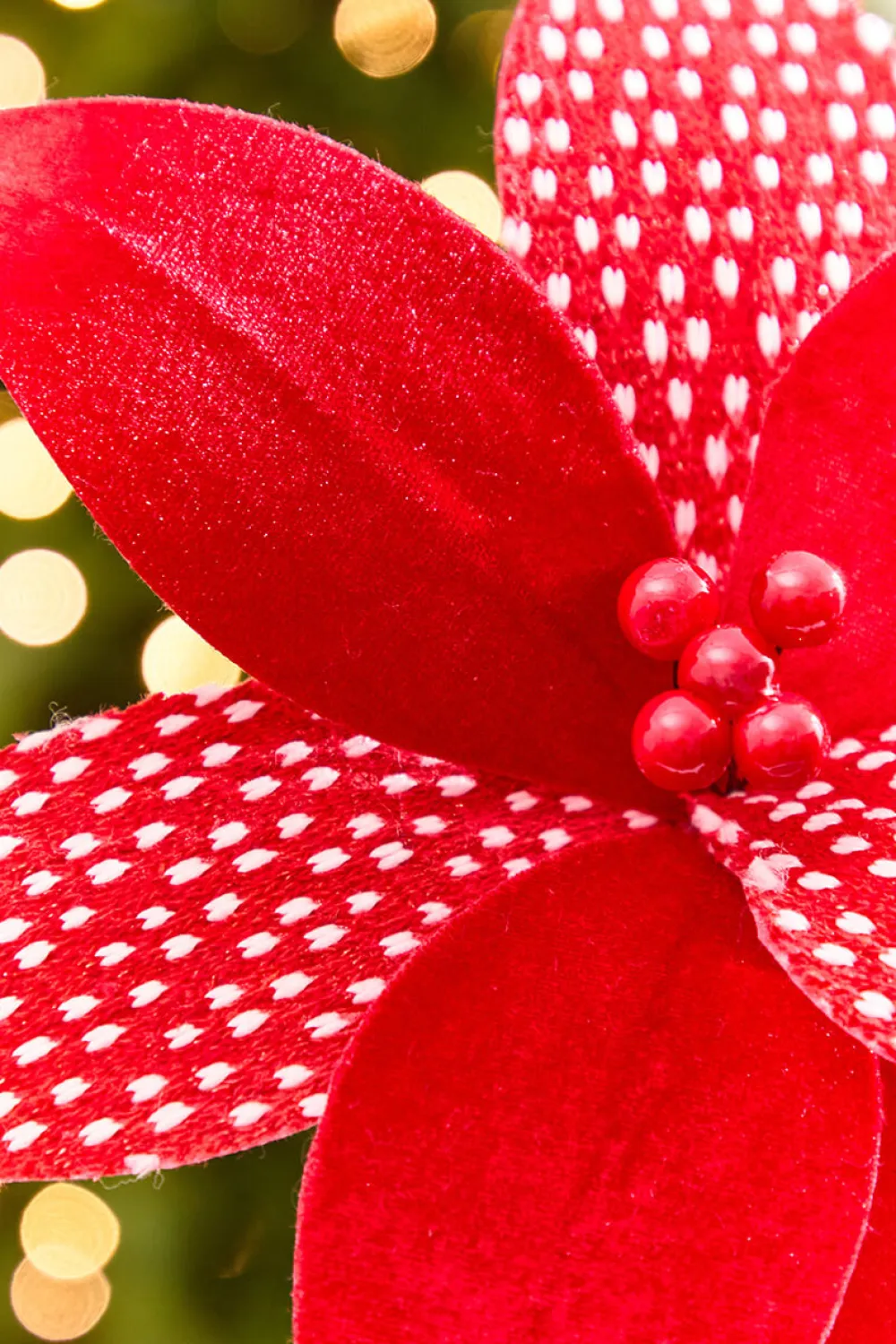 Decorator's Warehouse 19" x 12" Red & White Patterned Poinsettia Stem > Farmhouse|2026 New Additions