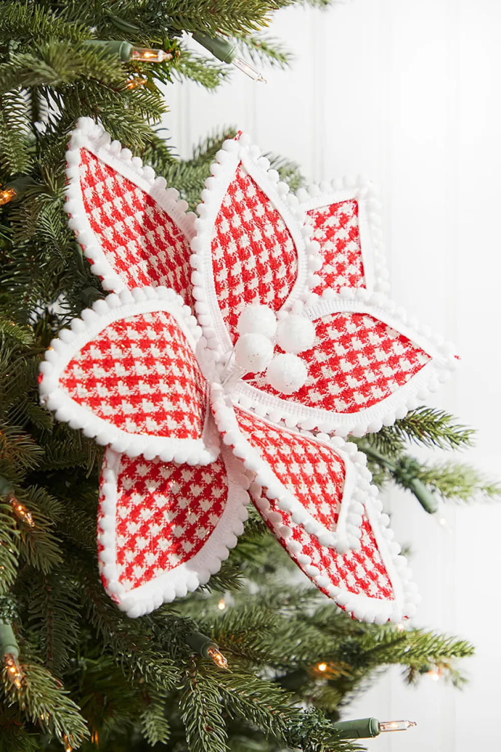 Decorator's Warehouse 19" x 12" Red & White Polka Dot Poinsettia Stem > Christmas Decor|Valentine'S Decor