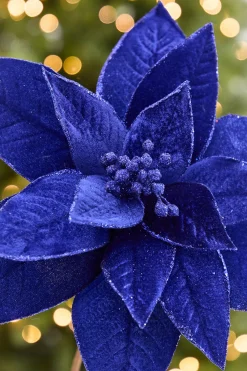 Decorator's Warehouse 24" x 13" Royal Blue Poinsettia Stem > Nutcracker|Christmas Decor