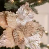 Decorator's Warehouse 19” x 12.5" Sequin Glitter Sheer Poinsettia Stem > Sugar & Spice|Christmas Decor