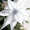 Decorator's Warehouse 31” x 17" Silver & White Sequin Glitter Poinsettia > White Christmas|Christmas Decor