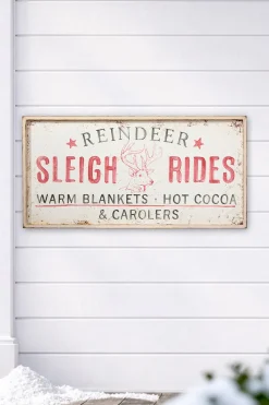 Decorator's Warehouse 24" x 48" Sleigh Rides Metal Wall Decor > Farmhouse|Christmas Accents