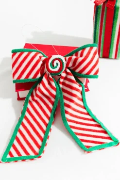 Decorator's Warehouse 11” x 9” Stripe Bow Ornament > North Pole Party