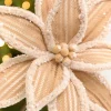 Decorator's Warehouse 20" x 12.5" Taupe Frosted Poinsettia Stem > Cardinal|Christmas Decor