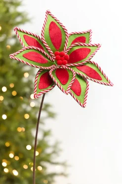 Decorator's Warehouse 20" x 11.5" Whimsical Red & Green Poinsettia Stem > Storyville|2026 New Additions