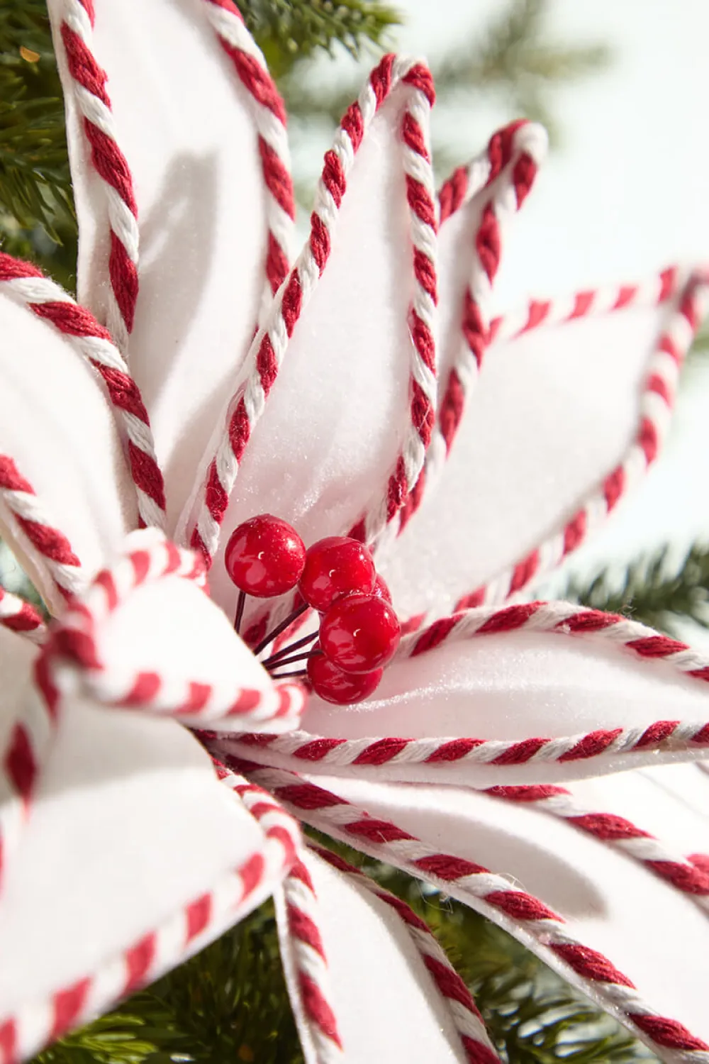 Decorator's Warehouse 19" x 12" White and Red Poinsettia Stem > Christmas Decor|Believe
