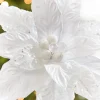 Decorator's Warehouse 24" x 10" White Glitter Edge & Bead Poinsettia Stem > White Christmas|Christmas Decor