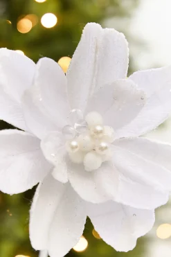 Decorator's Warehouse 18" x 9.5" White Jewel Magnolia Stem > White Christmas|Sugar & Spice