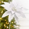 Decorator's Warehouse 18" x 12" White Jewel Poinsettia Stem > White Christmas|Christmas Decor