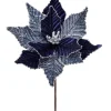 Decorator's Warehouse 24” x 13" Winters Night Navy Poinsettia Stem > Christmas Sale|Christmas Decor