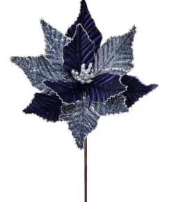 Decorator's Warehouse 24” x 13" Winters Night Navy Poinsettia Stem > Christmas Sale|Christmas Decor