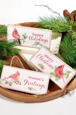 Decorator's Warehouse 3.5" x 8" Wooden Cardinal on Branch Sign Ornament > Christmas Ornaments|Cardinal