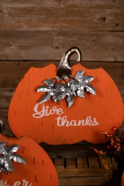 Decorator's Warehouse 15x16 Wooden/Metal Greeting Pumpkin > Fall Decor|Fall Decor