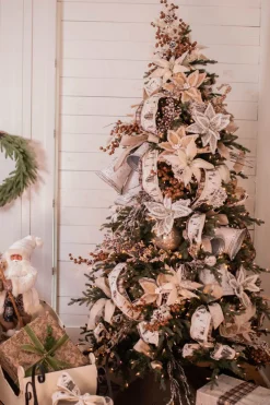 Decorator's Warehouse 24” x 13.5" Woolly/Fur Poinsettia Stem > Sugar & Spice|Christmas Decor