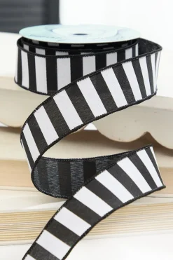 Decorator's Warehouse 1.5" x 10 Yard Black & White Halloween Stripe Ribbon > Halloween|Halloween