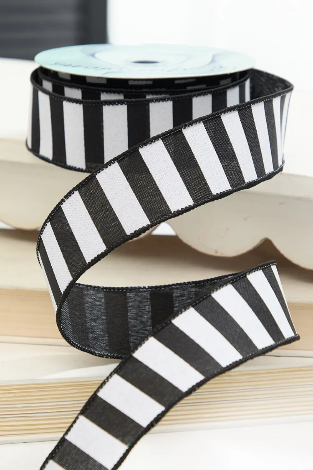 Decorator's Warehouse 1.5" x 10 Yard Black & White Halloween Stripe Ribbon > Halloween|Halloween