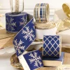 Decorator's Warehouse 2.5" x 10 Yard Blue and Gold Plaid Ribbon > Blue Christmas|Christmas Decor
