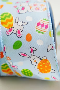 Decorator's Warehouse 2.5" x 10 Yard Blue Bunny Eggs Ribbon > Easter Decor|Easter Decor
